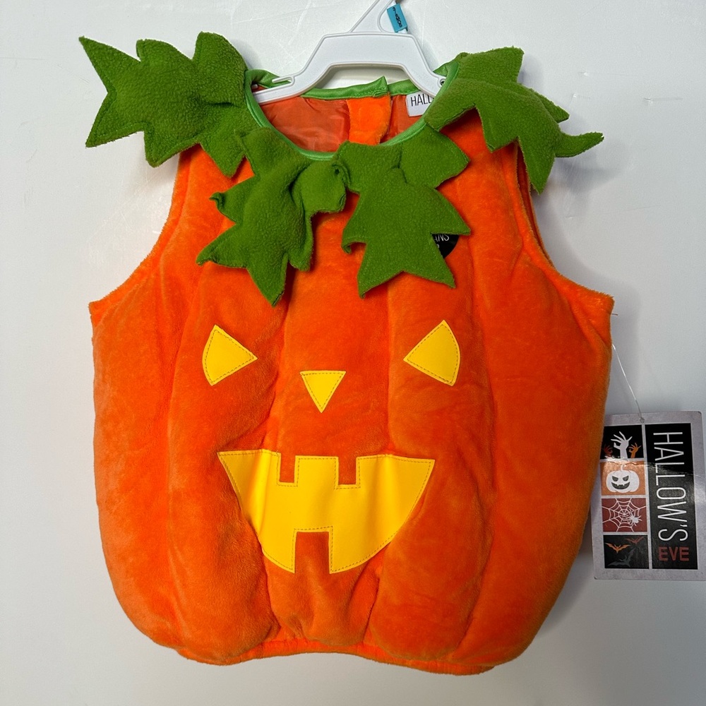 NWT Hallows Eve Infant Plush Pumpkin Jack O Lantern Halloween Costume Orange 12M